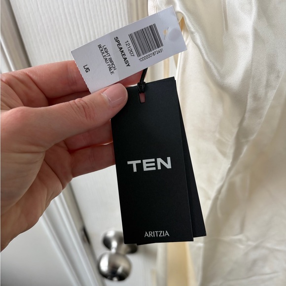 Aritzia TEN Silk Speakeasy Dress Ivory Open Back Maxi - Picture 3 of 6